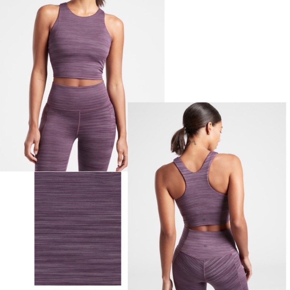 Athleta Conscious Crop in Powervita purple crop top high neck